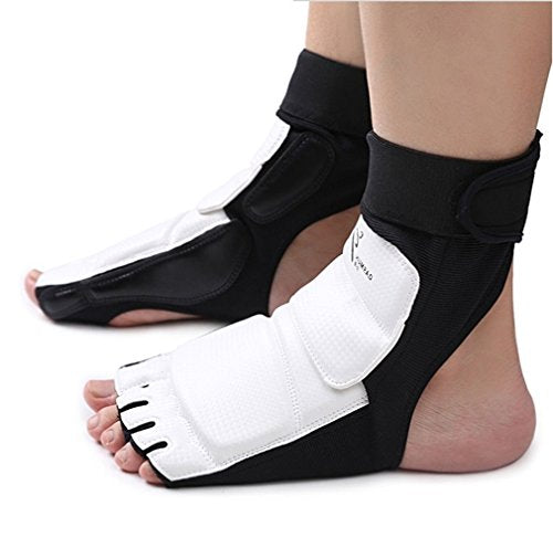 Taekwondo Foot Protector Leather Karate Boxing Sparring Gear Foot Guard Protective Foot Gear for Men Women Kids Kung Fu Training MMA Fight Punch Bag - size: Small