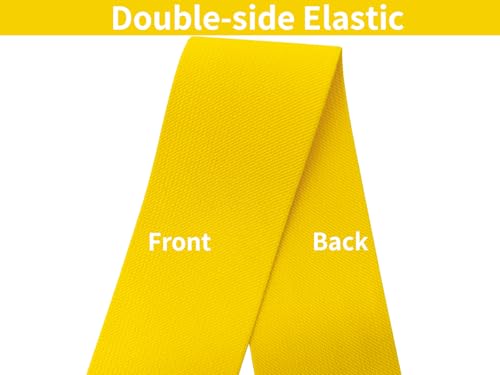 Gold Knit Elastic Band for Pants Waist 3 inch 5 Yards Wide Double-Side Twill Woven Elastic Heavy Stretch Elastic Spool Band for Sewing-Wigs-Skirts-Craft DIY Projects - color: Yellow