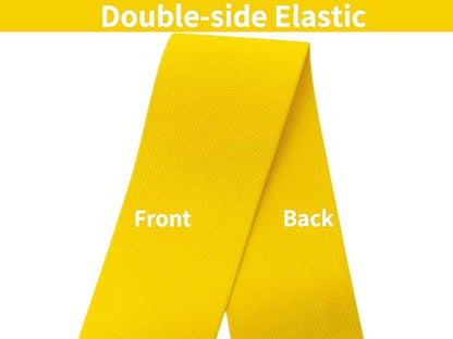 Gold Knit Elastic Band for Pants Waist 3 inch 5 Yards Wide Double-Side Twill Woven Elastic Heavy Stretch Elastic Spool Band for Sewing-Wigs-Skirts-Craft DIY Projects - color: Yellow