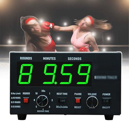 Interval Timer for MMA/Kickboxing,Small Gym Timer Clock, Adjustable Sound, Selectable Training Time and Round,with Countdown,Green - color: Green
