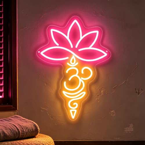Lotus Om Unalome Neon Sign Spiritual Yoga Meditation Wall Decor-17.7"x12.6" - color: Lotus Om Unalome