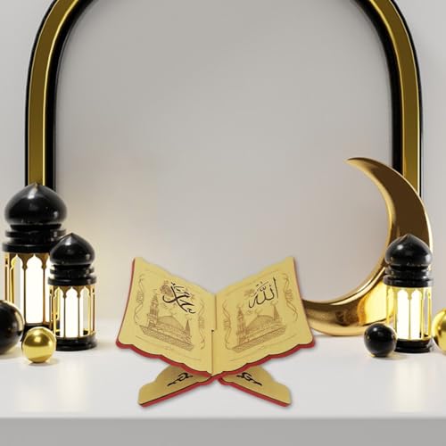 Wooden Eid Islamic Book Shelf, Small Wooden Recipe Stand for Ramadan Bible Holder Kuran Quran Koran Holy Book Stand - color: C