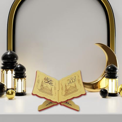 Wooden Eid Islamic Book Shelf, Small Wooden Recipe Stand for Ramadan Bible Holder Kuran Quran Koran Holy Book Stand - color: C