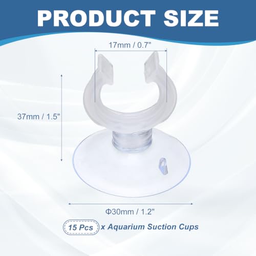 Aquarium Suction Cups, Fish Tank Suction Cups Clips Airline Tube Holders Clamps (Plastic, 15Pcs, Clear) for 0.7" Fish Tank Airline Tubing Binding Moss Shrimp Nest, 17x30MM - color: Clear, size: 17x30MM