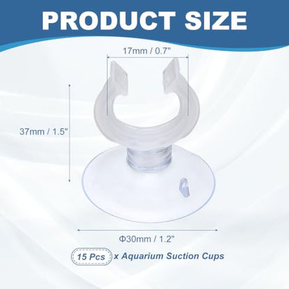 Aquarium Suction Cups, Fish Tank Suction Cups Clips Airline Tube Holders Clamps (Plastic, 15Pcs, Clear) for 0.7" Fish Tank Airline Tubing Binding Moss Shrimp Nest, 17x30MM - color: Clear, size: 17x30MM