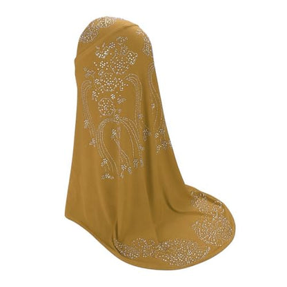SIQITECHNO Elegant Hijab for Women Muslim Turban Scarf Islamic Headscarf Muslimah Turban Arabian Headwear Eid Scarf Shawl - color: Camel Color