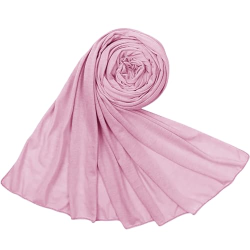 Hijab Scarf for Women Soft Cotton Muslim Jersey Hijab Head Wrap Scarves Fashion Long Scarf Shawls - color: Pink