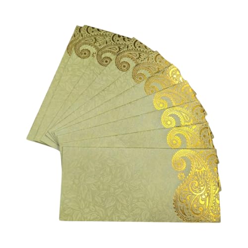 Shagun Envelopes Designer Set Money Cash Gift Envelope (pack of 10) for Indian Wedding/Engagement/Diwali/Birthday/Anniversary (Green) - color: Green