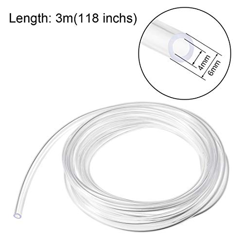 uxcell PVC Hose Tube, 4mm(0.15") ID x 6mm(0.23") OD 3 Meter 9.8ft Clear Vinyl Tubing, Plastic Flexible Water Pipe - size: 4x6mm