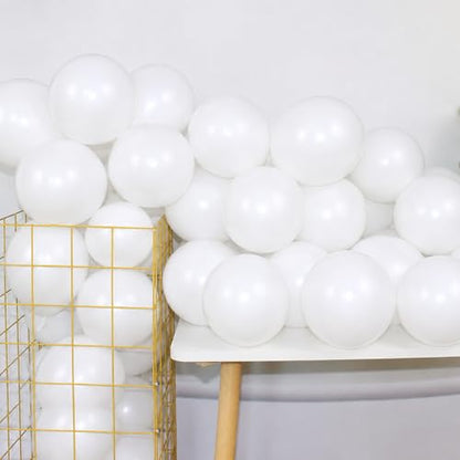 White 12 Inch 100 Pcs Latex Chrome Balloons Helium Thicken Balloons Party Decorations (White) - color: White