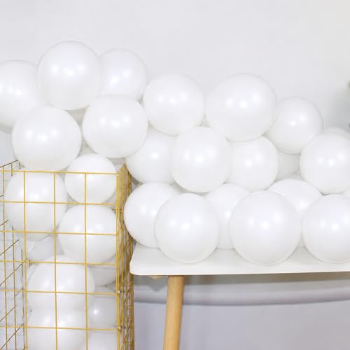 White 12 Inch 100 Pcs Latex Chrome Balloons Helium Thicken Balloons Party Decorations (White) - color: White