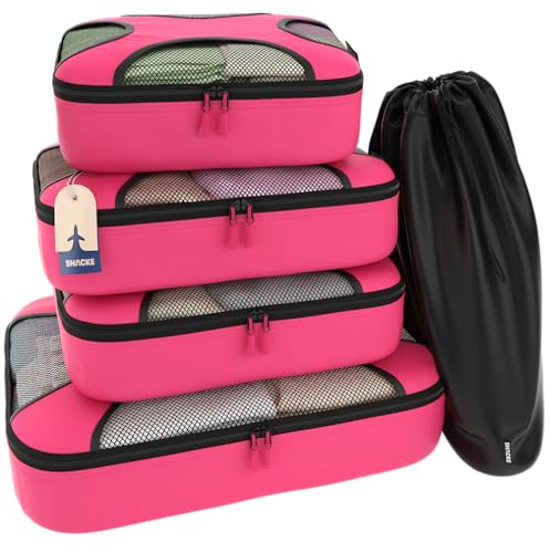 Shacke 5 Set Packing Cubes for Travel with Laundry Bag (Precious Pink) - color: 5 Set - Precious Pink, size: Set of 5