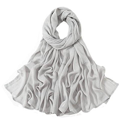 Yeieeo Women's Hijab Lightweight Breathable Solid Color Soft Cotton Hijab for Women Muslim Fashion Scarves - color: Light Gray