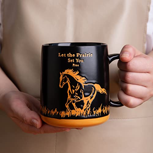 AmorArc 18oz Large Coffee Mugs Set of 6, Ceramic Coffee Mugs with Animal Wildlife Textured Patterns for Tea Latte Cocoa. Easy to Hold&Clean, Dishwasher&Microwave Safe, Matt Black - color: Matte Black