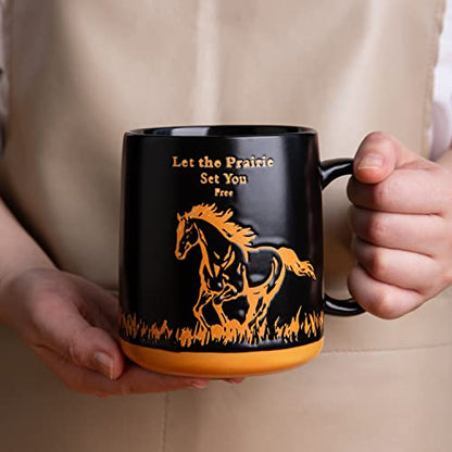 AmorArc 18oz Large Coffee Mugs Set of 6, Ceramic Coffee Mugs with Animal Wildlife Textured Patterns for Tea Latte Cocoa. Easy to Hold&Clean, Dishwasher&Microwave Safe, Matt Black - color: Matte Black