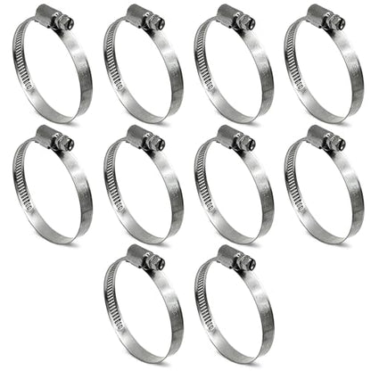 10 Pack SAE Size 28 Stainless Steel Hose Clamps, German Style Embossed Worm Gear Clamp, Adjustable 1-5/8 to 2-3/8 inch (40-60mm) for Automotive Intercooler Pipe - size: 1-5/8 to 2-3/8 inch (10 Pack)
