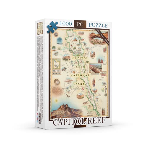 Capitol Reef National Park Map Cardboard Jigsaw Puzzle - 1000 Pieces, Hand-Illustrated - Educational, Family Activity - Includes Poster - 25.4 x 19.8 - color: Capitol Reef National Park