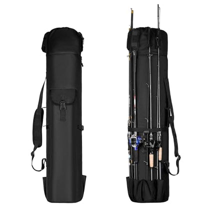 Fishing Rod Bag Fishing Rod Case, Durable Folding 900D Oxford Fabric Portable Large Capacity Waterproof, Fishing Gifts for Men Boys - color: Black