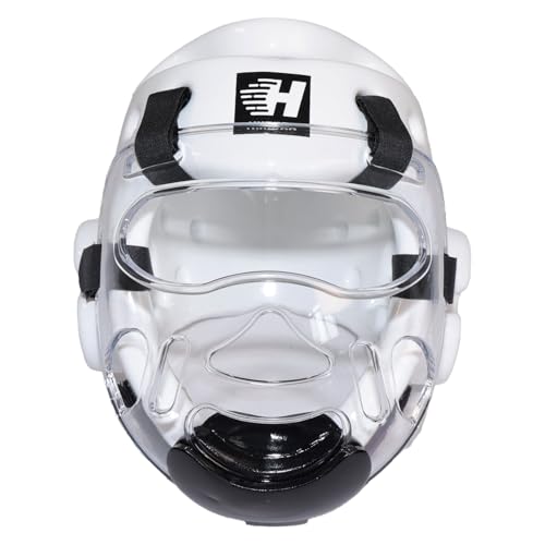 Taekwondo Headgear Karate Headgear with Removable mask for Sparring Partner Muay Thai Taekwondo Karate MMA Training Youth Adults - color: white, size: Medium