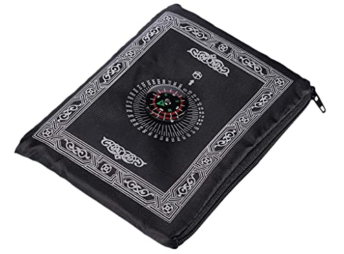 Anlising 1 Pieces Portable Travel Prayer Mat with Compass, Waterproof Polyester Prayer Rug, Muslim Travel Prayer Mat, for Ramadan Gifts (60cm×100cm)