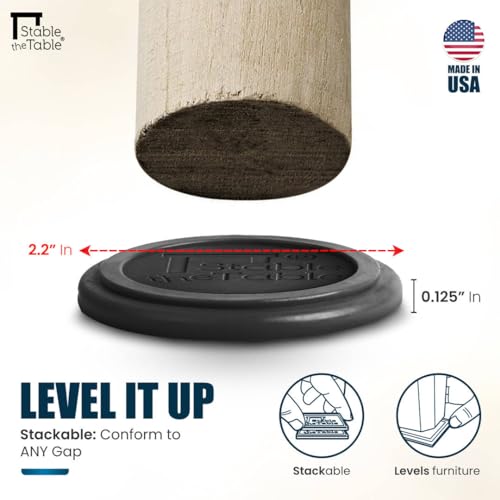 Stable the Table-Furniture Leveler, Non-Slip Stabilizer & Floor Protector | 24 Pack Charcoal Round, stackable rubber pads, simple 3-in-1 fix, levels wobbly furniture, stops sliding, protects floors - color: Charcoal Round