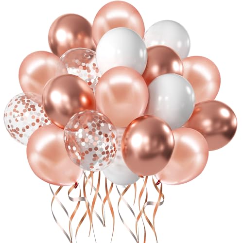 Zesliwy Rose Gold Balloons, 50pcs,12In, Latex, Party Decor - color: White Rose Gold