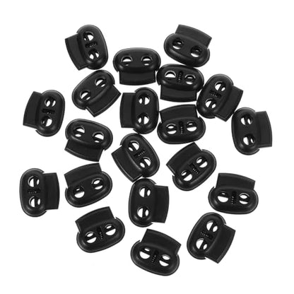 SEWACC 20pcs Plastic Cord Lock Double Hole Threading Buckle for Backpacks Luggage Outdoor Gear Lightweight Design Black - size: 20pcs