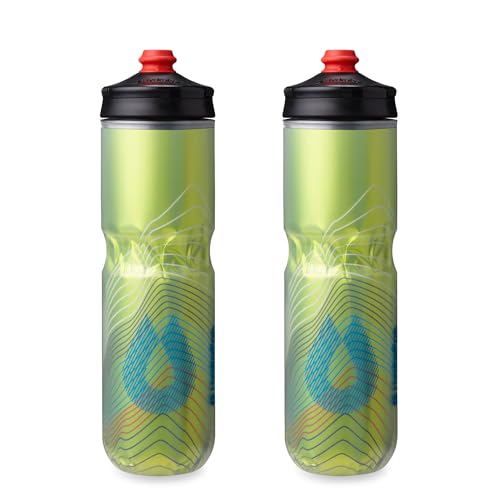 HydraPak | Polar Bottle - Polar Surge Insulated Bike Water Bottle 2-Pack - High Flow, Cycling & Sports Squeeze Bottle (Ascent Yellow, 700ml / 24oz) - color: Ascent Yellow, style: 24oz/700ml