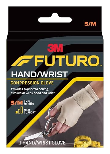 FUTURO Compression Glove, Provides Mild Support to Aching, Weak Hands and Wrists, S/M - size: Small/Medium