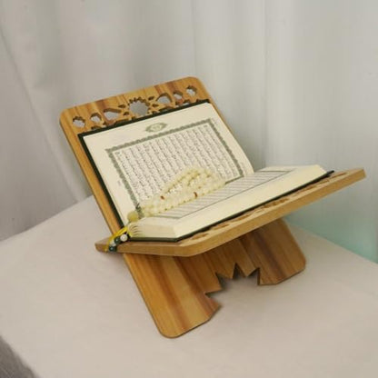 Wooden Book Stand Quran Bible Book Holder Muslim Bookshelf Magazine Display Holder for Ramadan Decorations