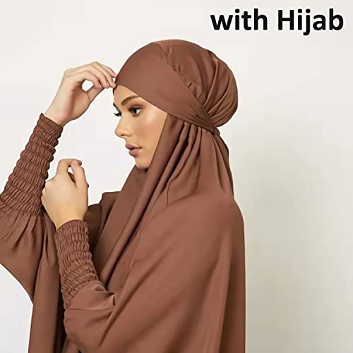 FPOVFPO Womens Muslim Solid Abaya 2 Piece Prayer Dress with Hijab Islamic Maxi Kaftan Dubai Ramadan Full Length Dress - color: Purple