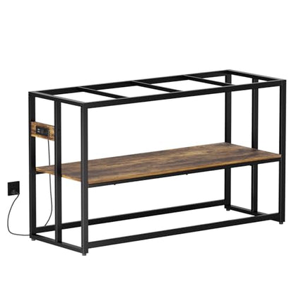 Urban Deco 55-75 Gallon Fish Tank Stand with Power Outlets, 900LBS Capacity Aquarium Stand, Metal Fish Tank Stand Dual-Layer Design Terrarium Stand, Rustic Brown - color: Brown, size: 75 gallon