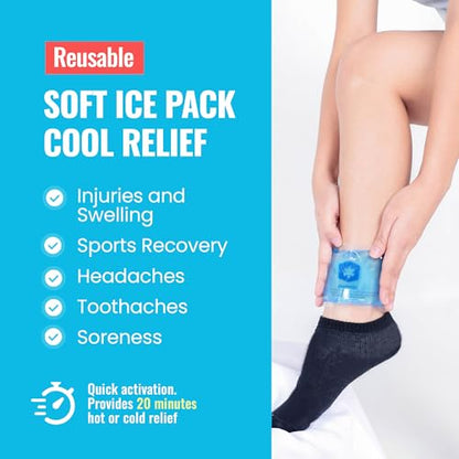 ICEWRAPS Reusable Ice Packs Compact 3 x 5 in, Soft Cooling, Pack of 6 | Hot or Cold Use, Puncture Resistant, Ice Pack for Everyday Comfort, Multi Use Gel Design, FSA-HSA Eligible - size: 6 Packs