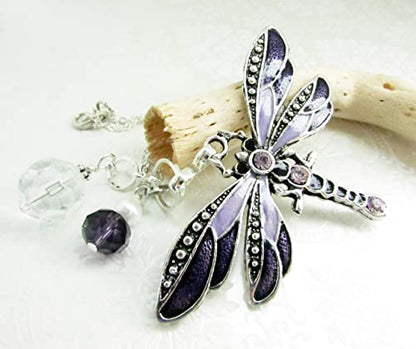 Dragonfly Rear View Mirror Car Charm - Crystal Sun Catcher
