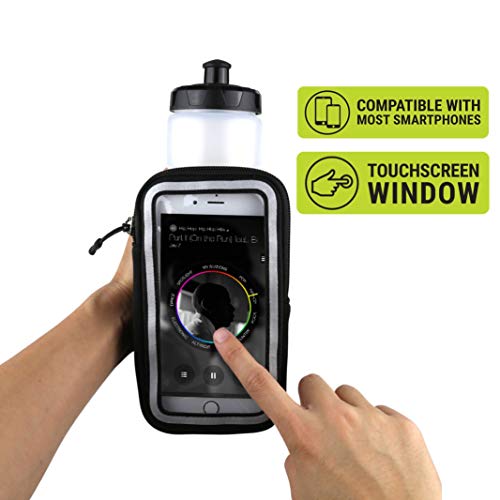 Gear Beast Running Water Bottle - 23 oz Reusable, Portable Water Bottle for Running, Walking, Hiking, Gym and Travel w/Zippered Phone Holder