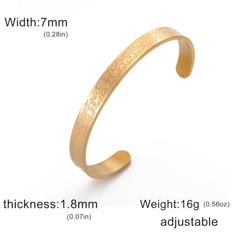 VASSAGO Ayatul Kursi Bracelet for Women Men Muslim Quran Allah Openable Bangles Arabic Calligraphy Cuff Bracelet Islam Eid Islamic Jewelry Gifts - color: Ayatul Kursi Bracelet