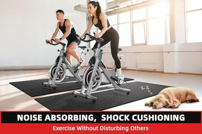 GymCope Treadmill Mat for Hardwood Floor Carpet 7'x3'/6'x3'/6'x2.5'/4'x2' | 6mm Thick Exercise Equipment Gym Mat, Compatible with Peloton Bike, Indoor Spin Bike, Elliptical - color: 84"x36"x6mm-black
