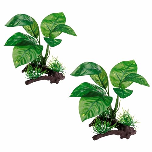 Moonorange Reptile Artificial Plants, Terrarium Plants Decorations Supplies, Aquarium Fish Tank Plant, Amphibian Habitat Hideout Tank Accessories (M Set-2pcs/F) - color: Ms Set-f
