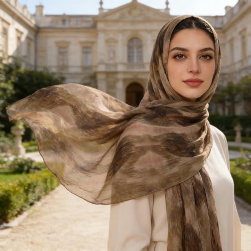 Hijab Scarf for Women Fashion Printed Modal Hijab Head Wrap Scarves Lightweight Long Scarf Shawls - color: Watercolor L
