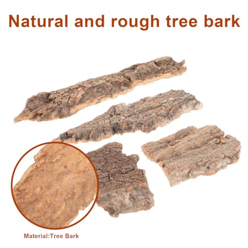 TOYANDONA 4PCS Cork Bark Reptile Hideout: Natural Wood Climbing Platform Reptile Tree Bark Bedding for Lizard Gecko Frog Tortoise, Terrarium Tank Aquarium Landscaping Decor Accessories