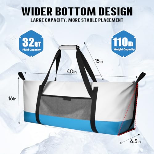 THKFISH Insulated Fish Cooler Bag, Fish Kill Bag for Caught Fish | 40x16in/25x17.5in Portable Waterproof Insulated Fish Bag Keeps Ice for 24 Hours - color: GREY-40x16x6.5