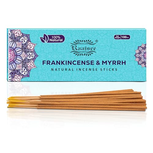 Pure Frankincense & Myrrh Incense Sticks, 100%-Natural Charcoal Free Organic Non Toxic Clean Burning Handmade Insence Sticks 100 gm Pack, Meditation Gifts – Spritual Cleansing - color: Frankincense