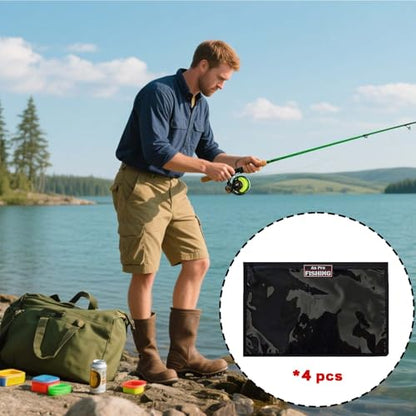 4Pack Fishing Clear Tackle Storage Bag,Waterproof Plastic Storage Fishing Bag for Fishing Gear, Bait, Tackle, Lures and Soft Plastics,Built Tough, Massive Storage Fishing Gift Bag