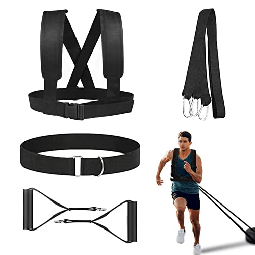 Sled Harness Set, Pulling Strap for Speed Power Agility Training | 5PCS Weight Tire Pulling Harness, Full Body Workout Football Running Exercise Equipment for Outdoor Indoor Men and Women