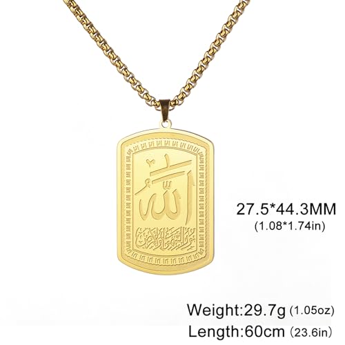 VASSAGO Allah Necklace for Women Men Stainless Steel Islamic Muslim Pendant Islam Religious Charm Jewelry Gift - color: Gold Allah Allah Medallion Necklace