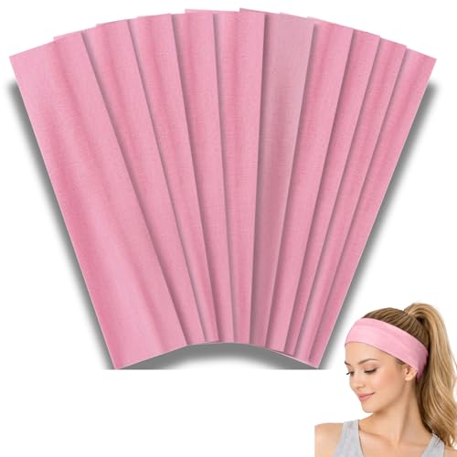 Styla Hair Headbands for Women Stretch Fashion Head Bands 10 Pack Non-Slip Head Wraps Great for Spa, Sports, Yoga, Pilates, Running, Gym Headband, Workouts (Pink) - color: Pink