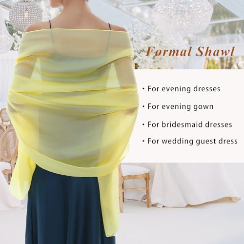 RIIQIICHY Women Shawls and Wraps for Evening Dresses Like Chiffon Silk Scarf Formal Silky Pashmina Shawls for Weddings - color: Light Yellow