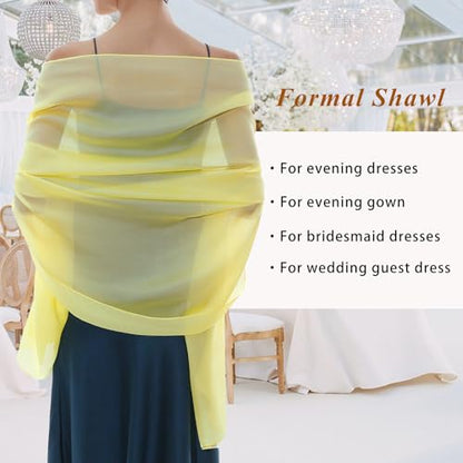 RIIQIICHY Women Shawls and Wraps for Evening Dresses Like Chiffon Silk Scarf Formal Silky Pashmina Shawls for Weddings - color: Light Yellow