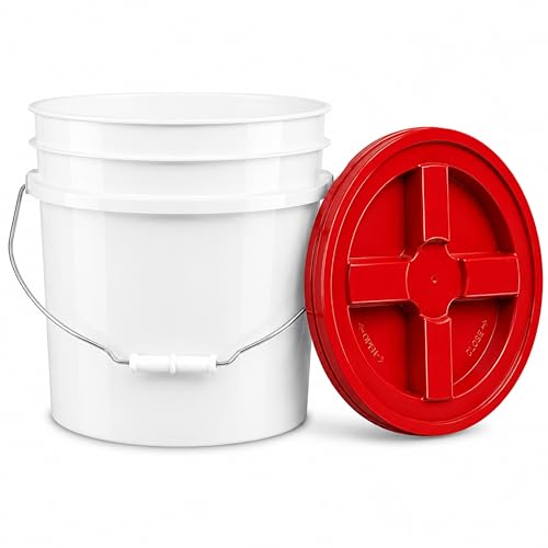 3.5 Gallon Bucket, Food-Grade w/Lid, BPA-Free, Red,6 Packs | Airtight Gamma Seal Screw-On Lid, Heavy-Duty 90 Mil HDPE Plastic, Food Safe and Durable Container, Bulk Storage, Made in USA - color: Red, size: 6 Packs