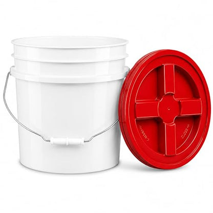 3.5 Gallon Bucket, Food-Grade w/Lid, BPA-Free, Red,6 Packs | Airtight Gamma Seal Screw-On Lid, Heavy-Duty 90 Mil HDPE Plastic, Food Safe and Durable Container, Bulk Storage, Made in USA - color: Red, size: 6 Packs